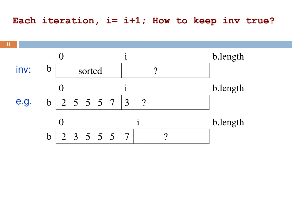 each iteration i i 1 how to keep inv true
