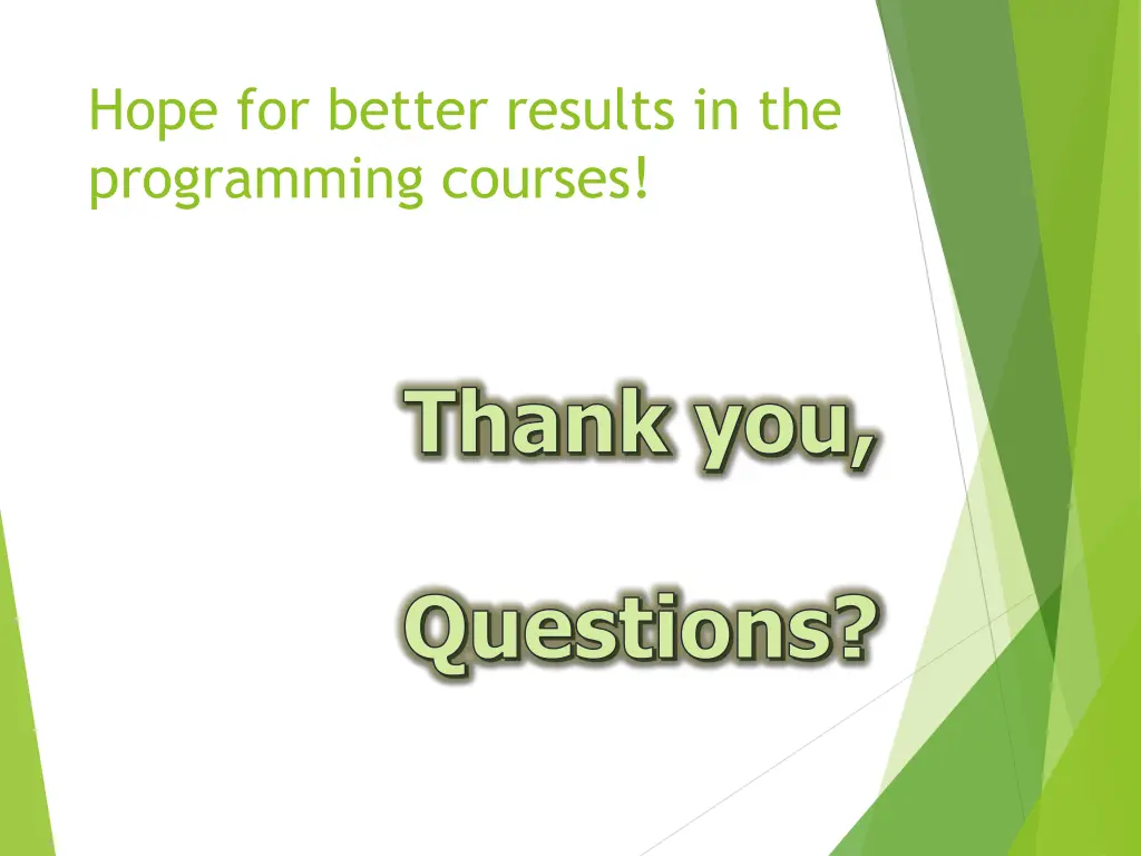 hope for better results in the programming courses