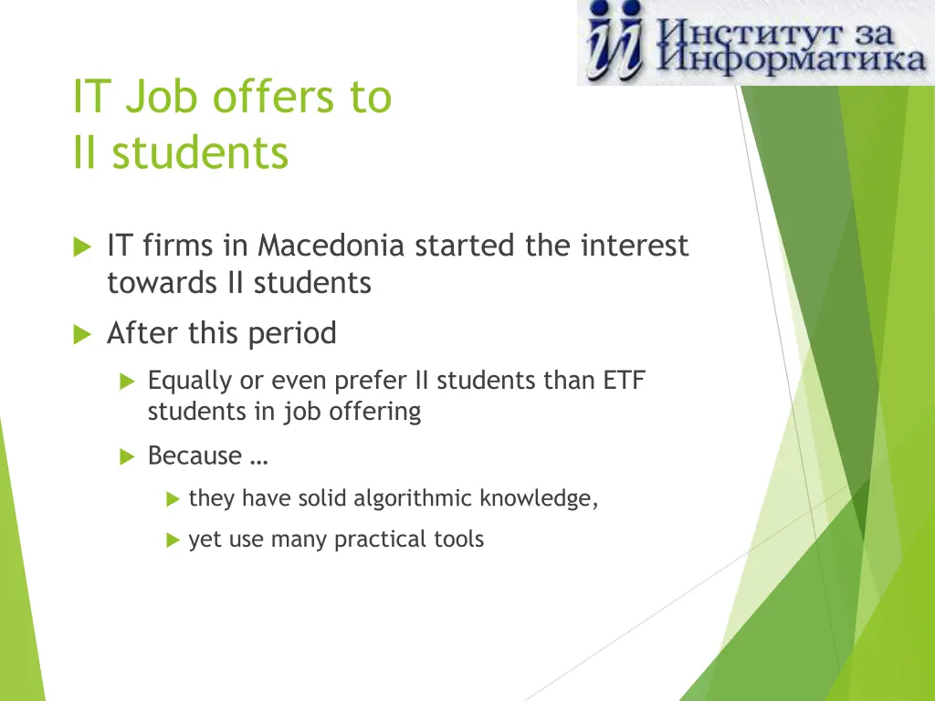 it job offers to ii students