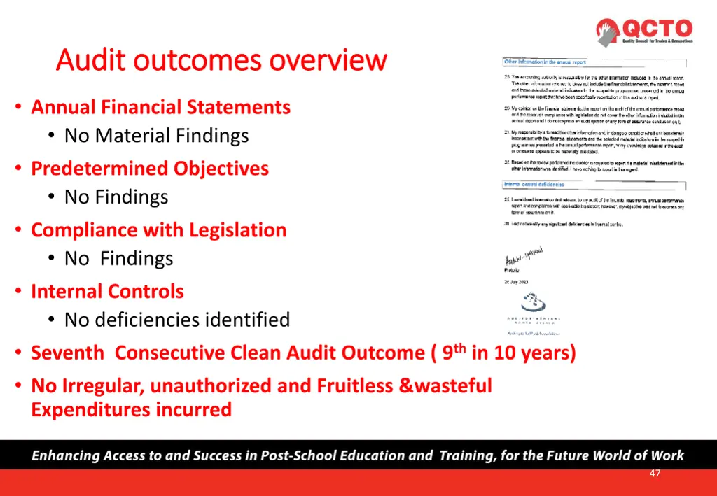 audit outcomes overview audit outcomes overview