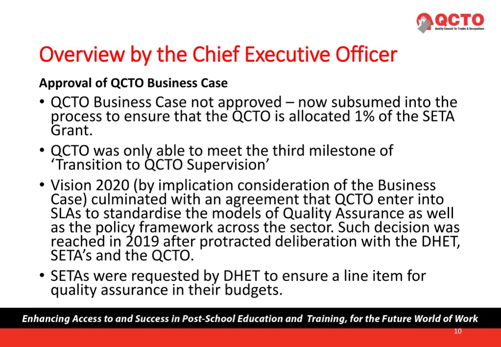 overview by the chief executive officer overview