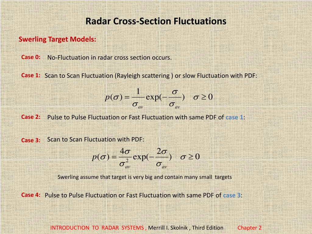 radar cross section fluctuations 2