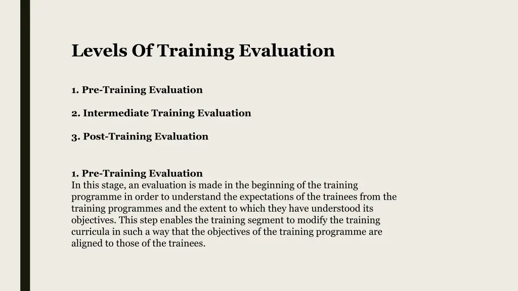 levels of training evaluation