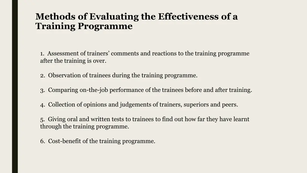 methods of evaluating the effectiveness