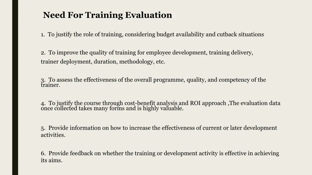 need for training evaluation
