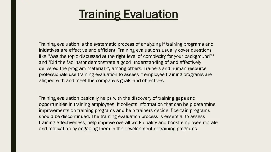 training training evaluation evaluation