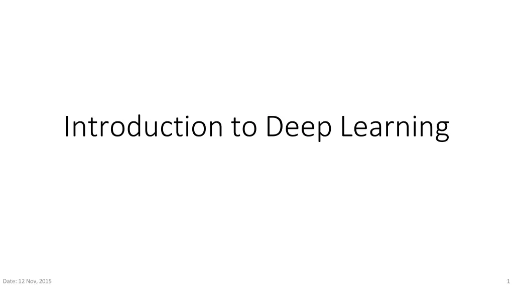 introduction to deep learning
