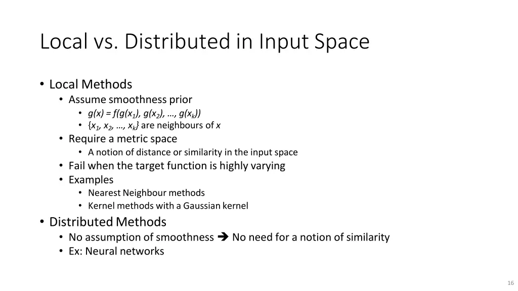 local vs distributed in input space