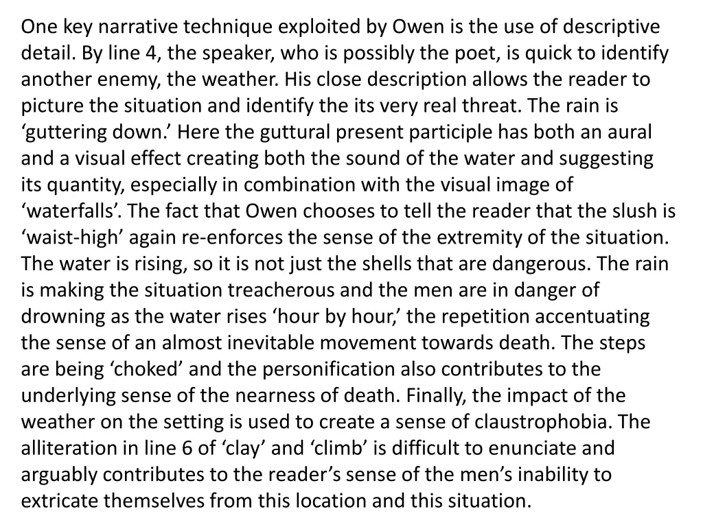 one key narrative technique exploited by owen