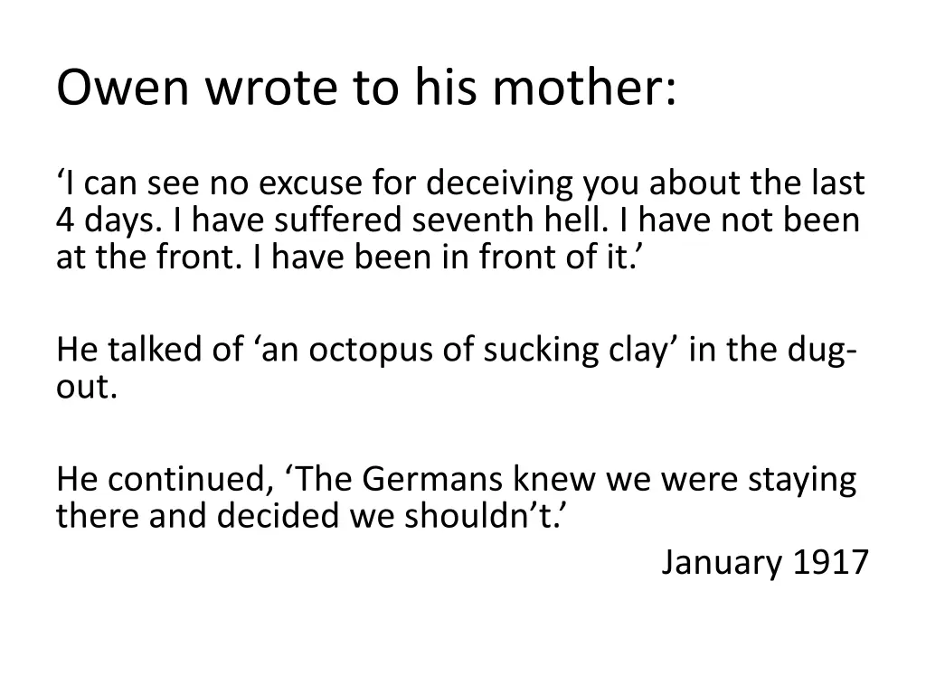 owen wrote to his mother