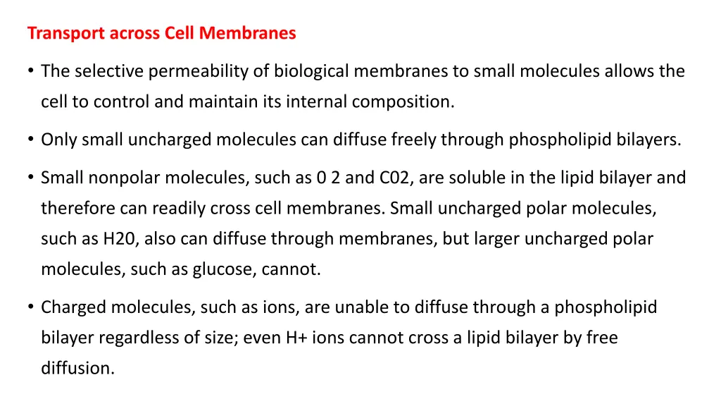 transport across cell membranes
