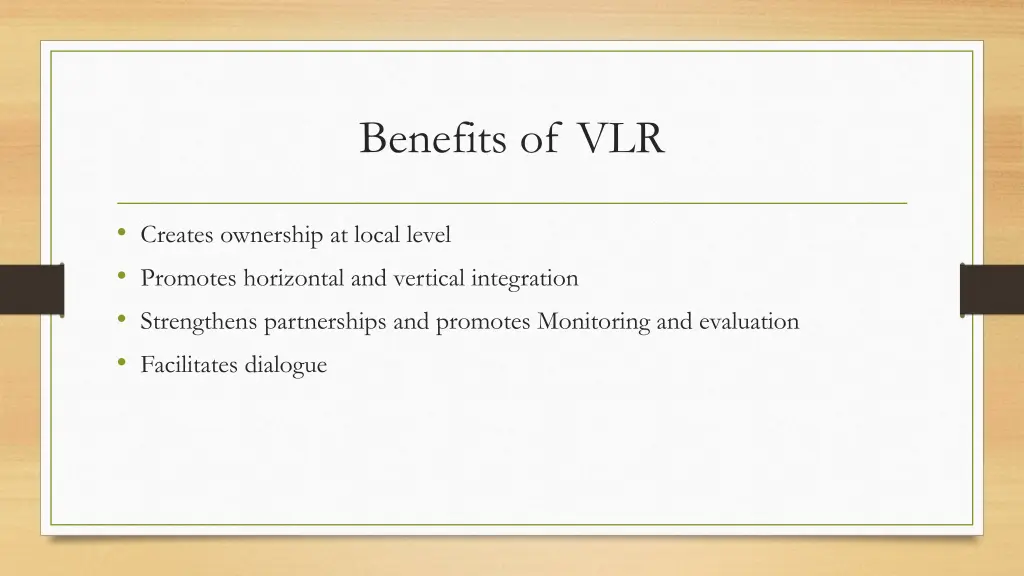 benefits of vlr