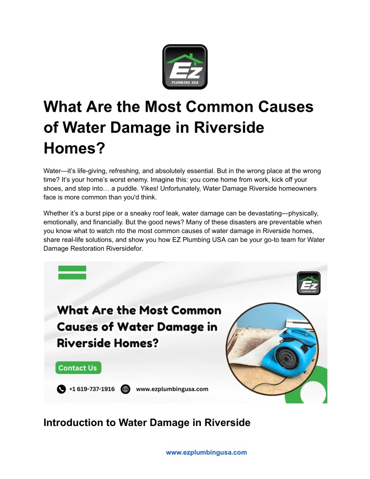 what are the most common causes of water damage