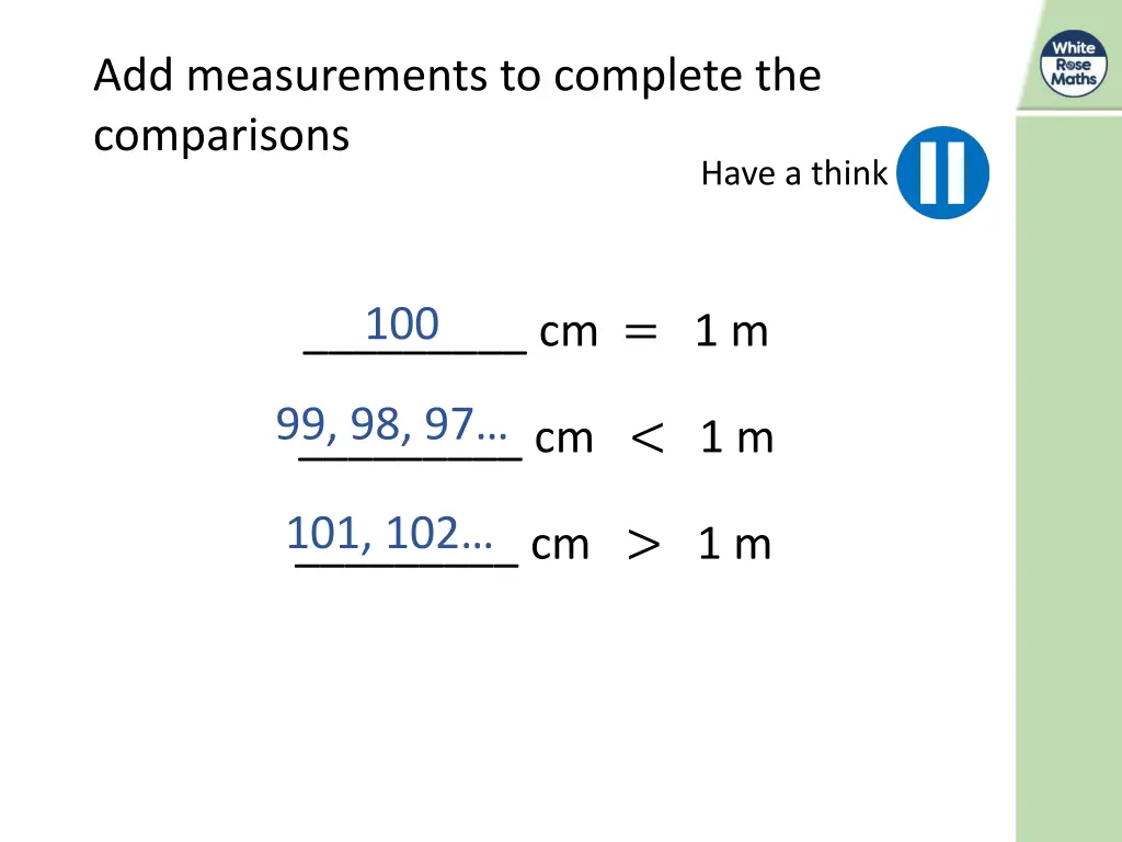 add measurements to complete the comparisons
