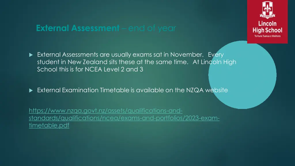 external assessment end of year