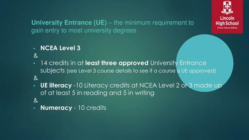 university entrance ue the minimum requirement