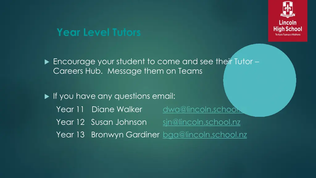 year level tutors