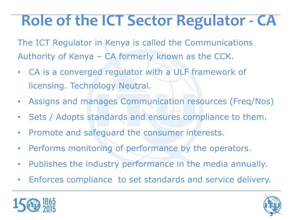 role of the ict sector regulator ca