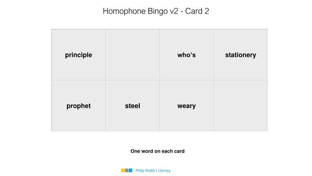 homophone bingo v2 card 2