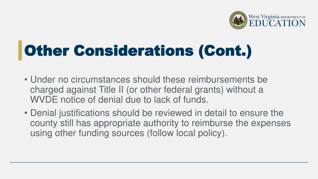 other considerations cont other considerations