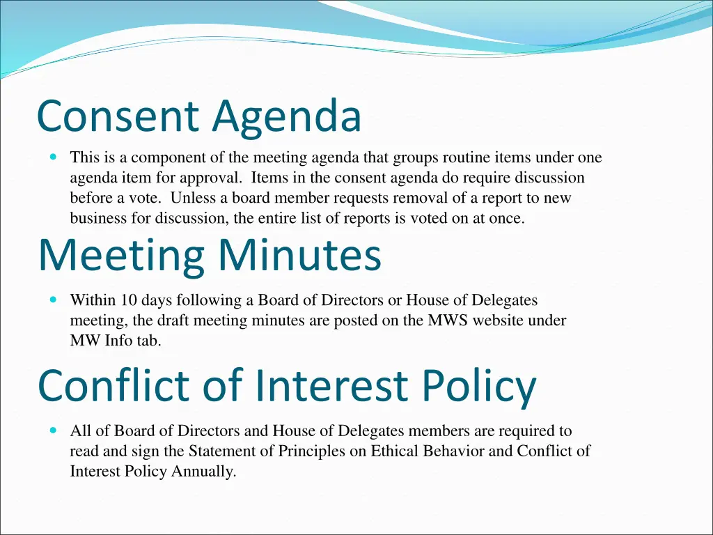 consent agenda this is a component of the meeting