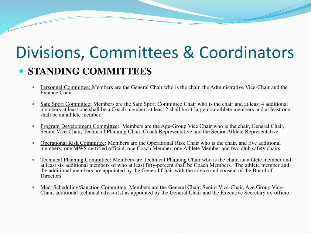 divisions committees coordinators standing 1