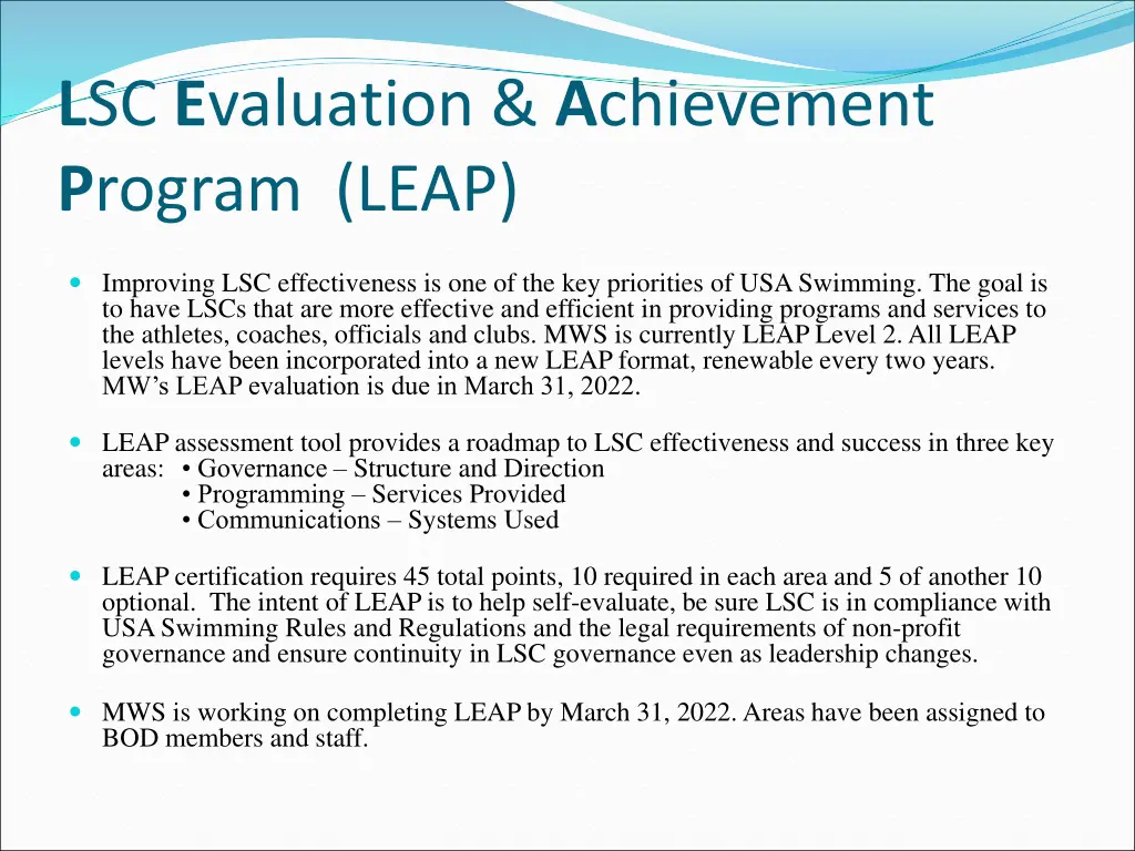 l sc e valuation a chievement p rogram leap