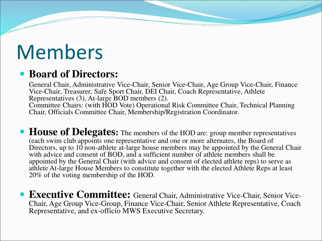 members board of directors general chair
