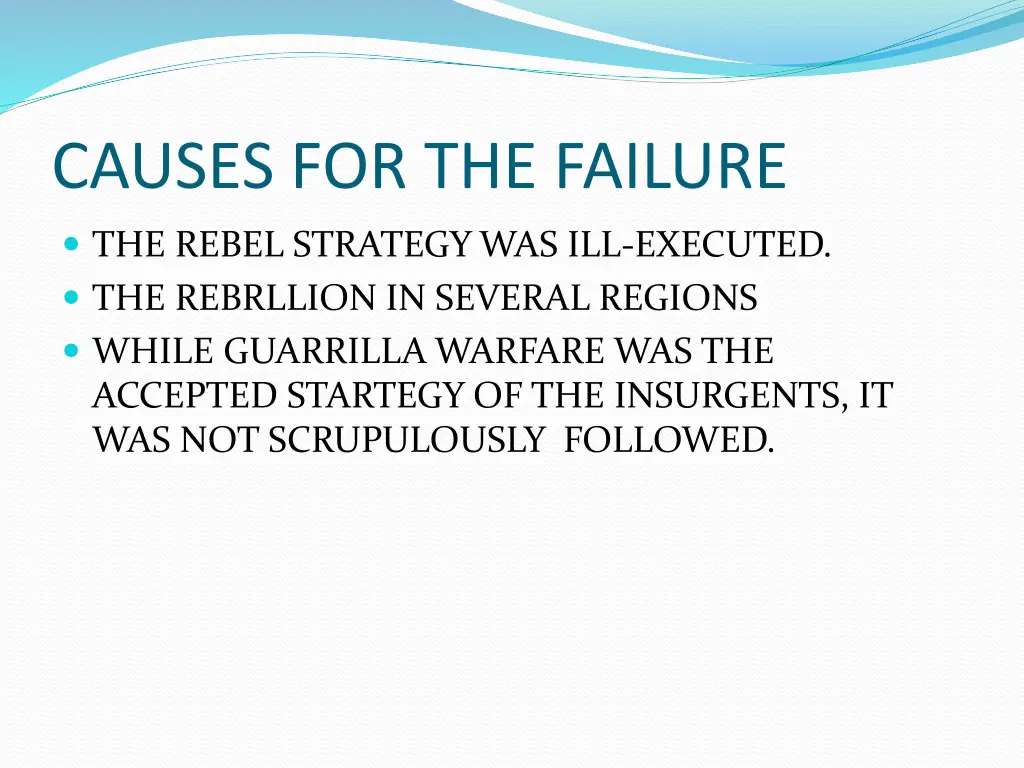 causes for the failure
