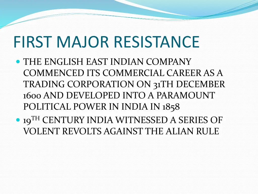 first major resistance