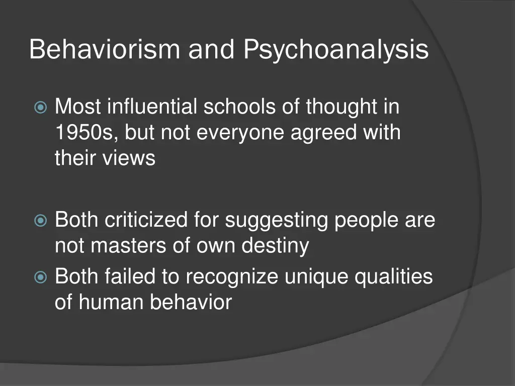 behaviorism and psychoanalysis