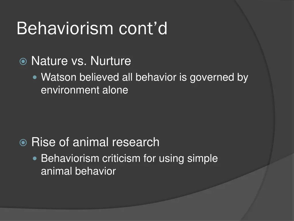 behaviorism cont d