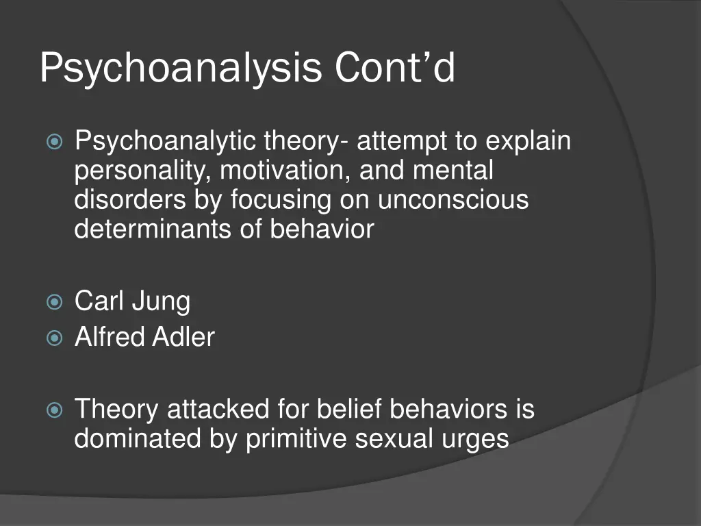 psychoanalysis cont d