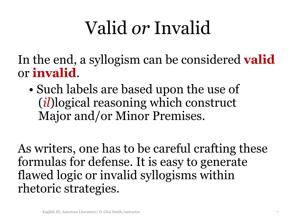 valid or invalid