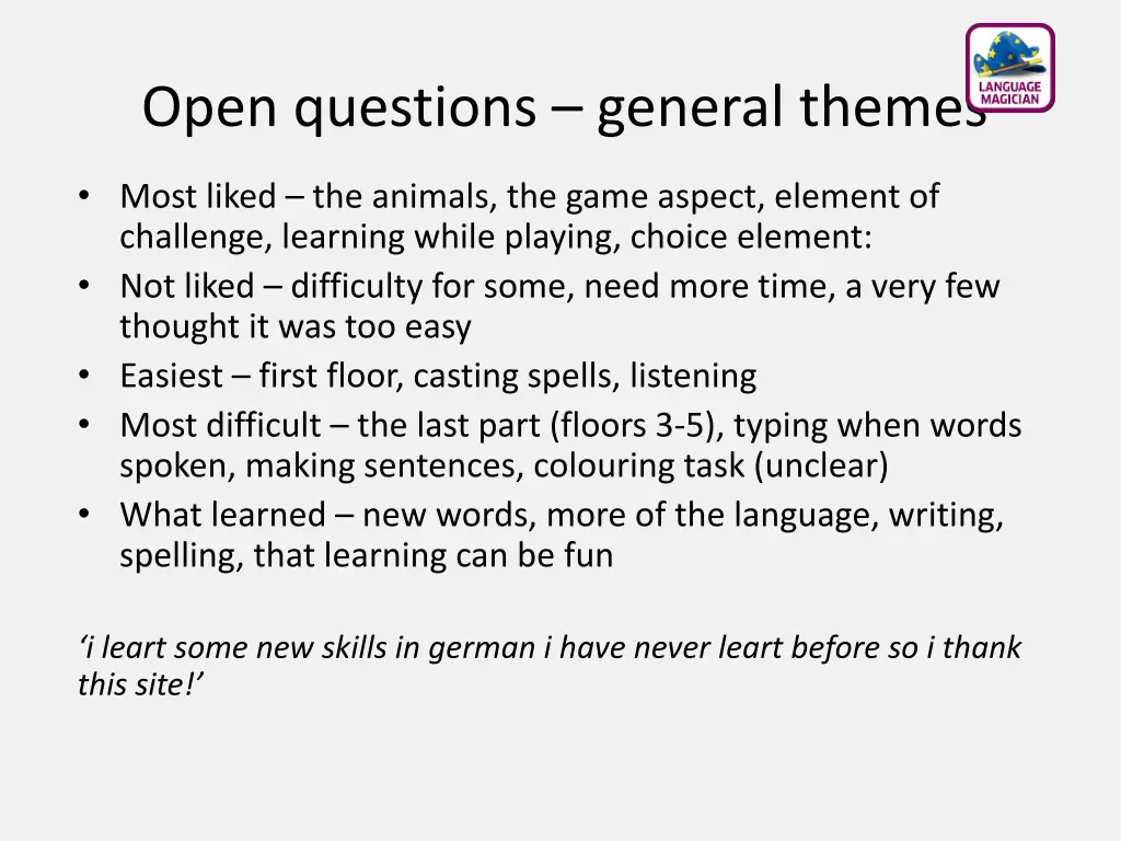 open questions general themes