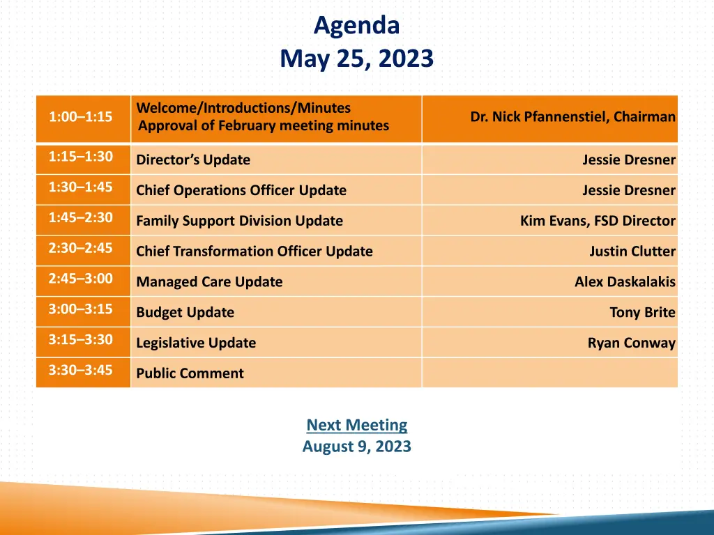 agenda may 25 2023