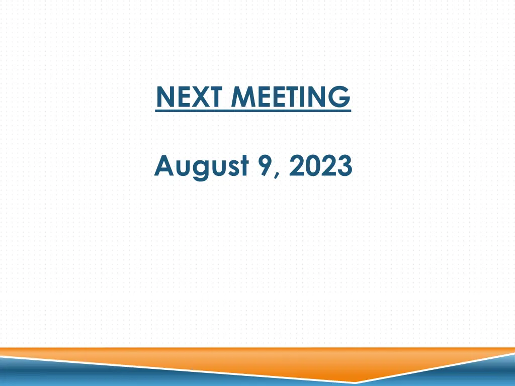 next meeting