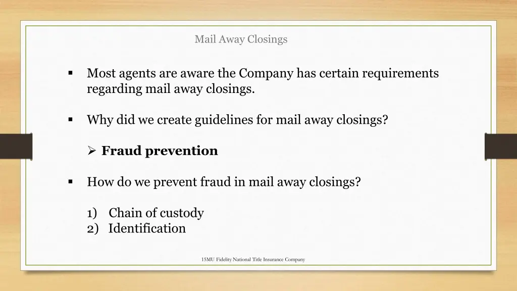 mail away closings