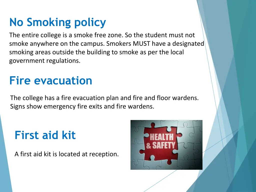 no smoking policy the entire college is a smoke