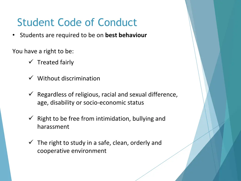 student code of conduct students are required