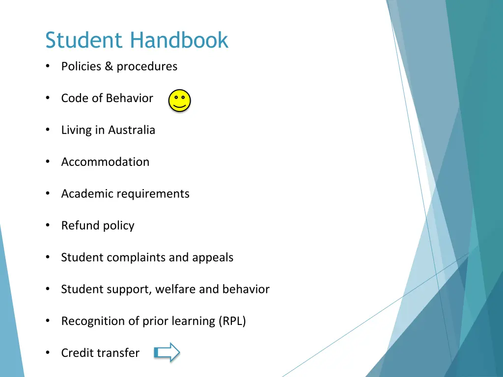 student handbook policies procedures