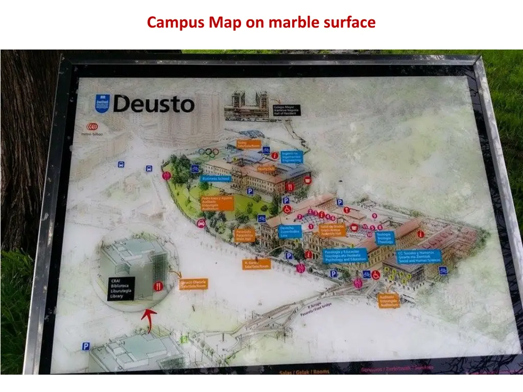 campus map on marble surface