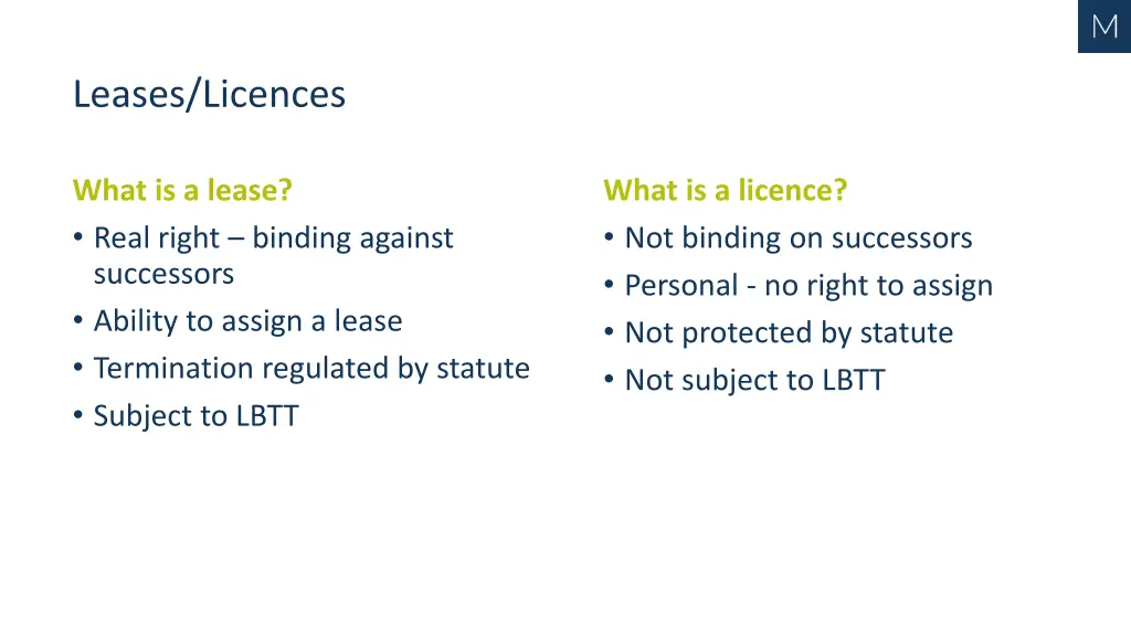 leases licences