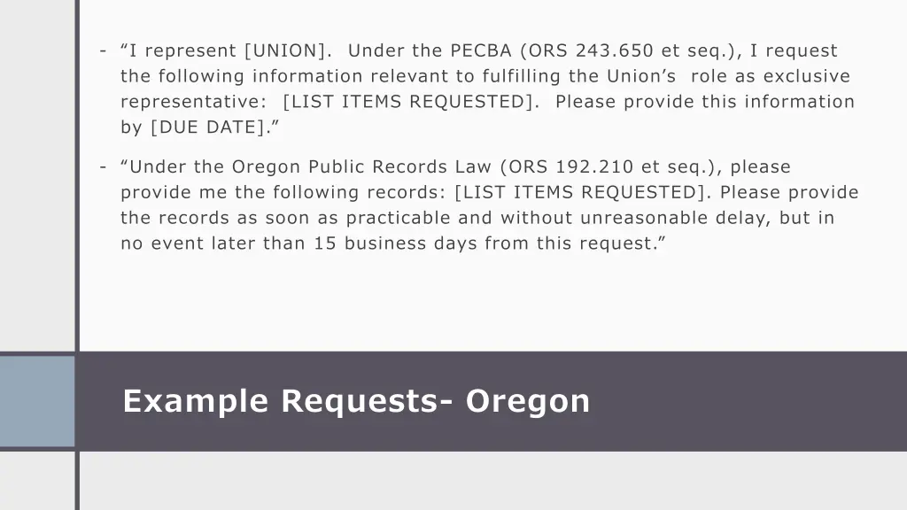 i represent union under the pecba