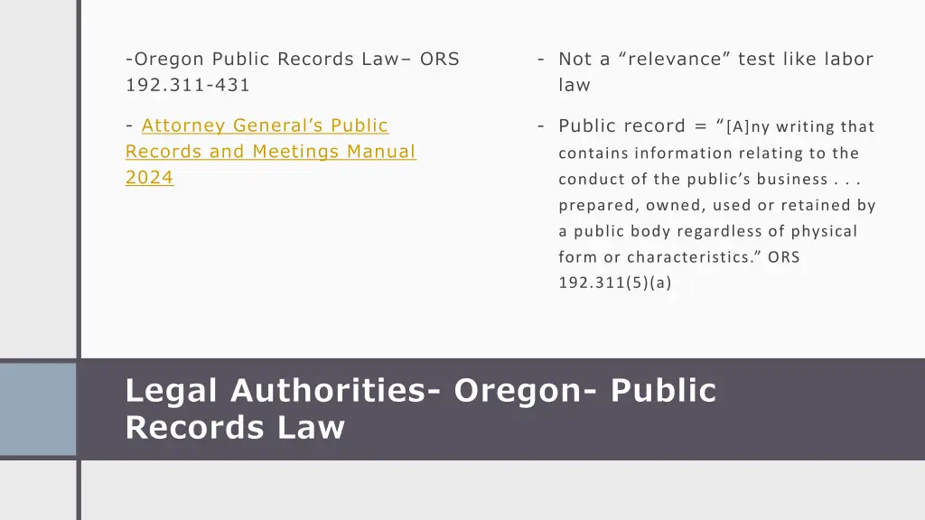 oregon public records law ors 192 311 431