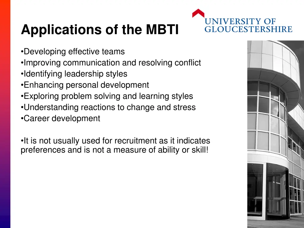 applications of the mbti