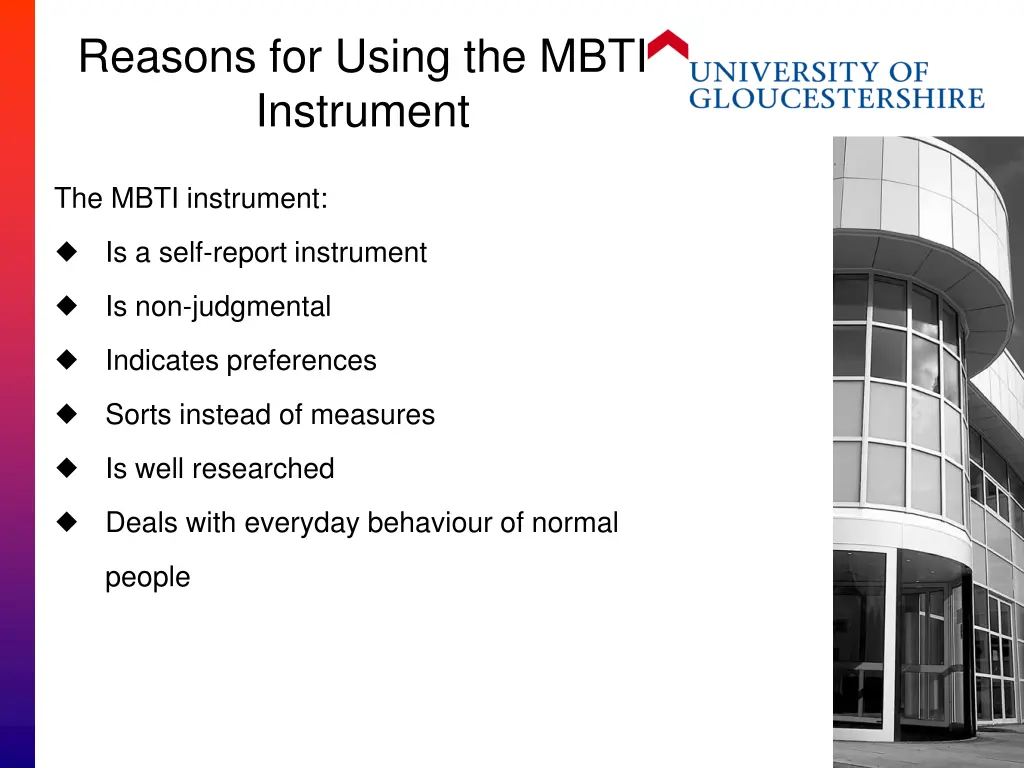 reasons for using the mbti instrument
