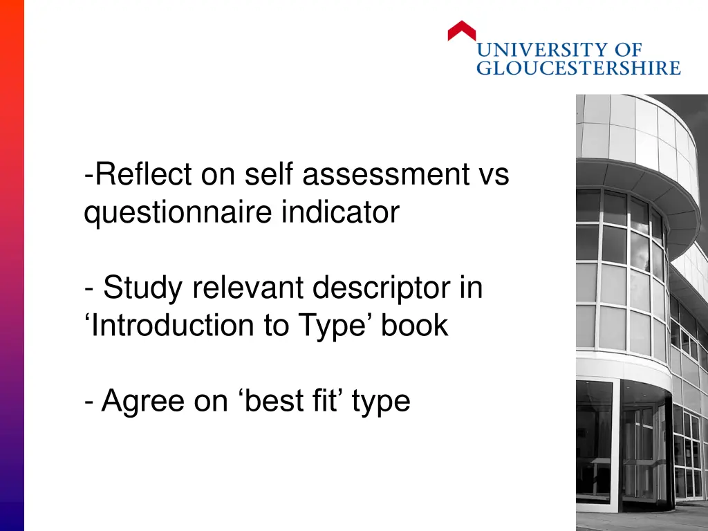 reflect on self assessment vs questionnaire