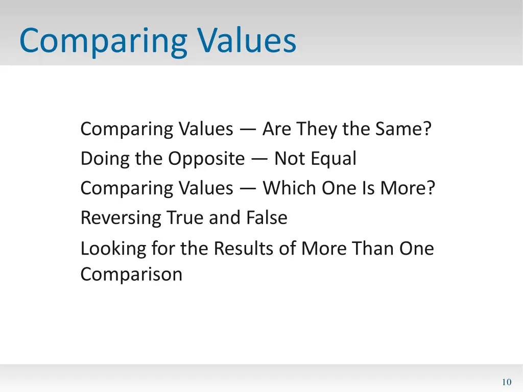 comparing values