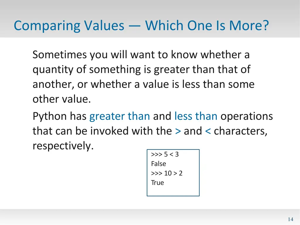 comparing values which one is more